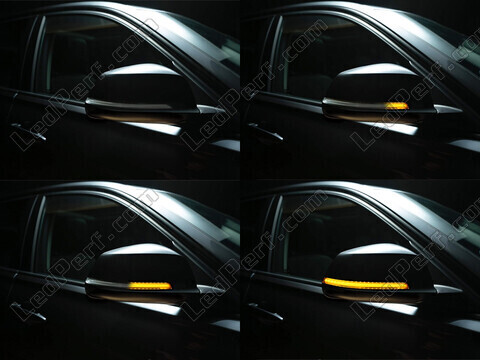 Olika steg i ljusets rörelse för dynamiska blinkers Osram LEDriving® för sidospeglar på [modelname]
